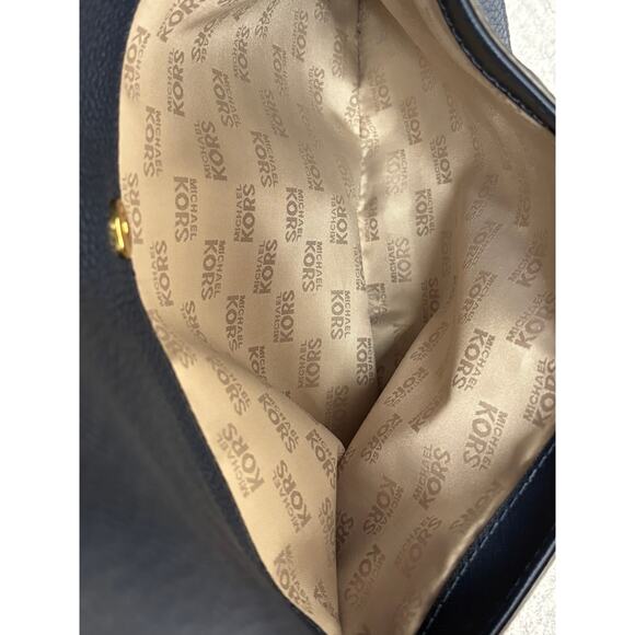 Michael Kors Navy Pebbled Leather Foldover Shoulder Bag #64440 - Picture 9 of 15